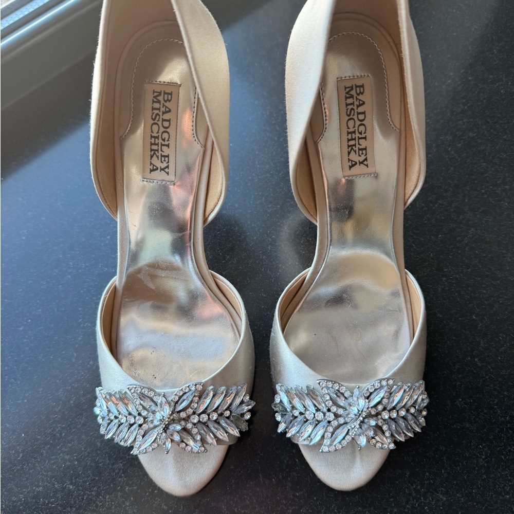 Badgley Mischka Ivory Embellished Heels